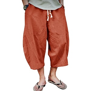 eklentson mens capri long shorts below knee loose fit elastic drawstring tapered casual linen shorts men