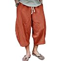 EKLENTSON Mens Capri Long Shorts Below Knee Loose Fit Elastic Drawstring Tapered Casual Linen Shorts Men