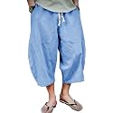 EKLENTSON Mens Cotton Linen Capri Pants Elastic Waist Drawstring Shorts
