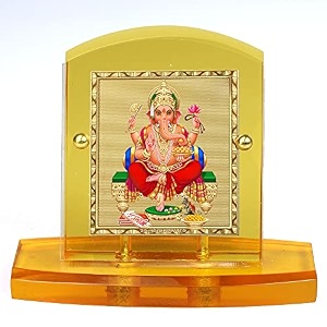eknoor gold plated ganesh ji for home and car dashboard