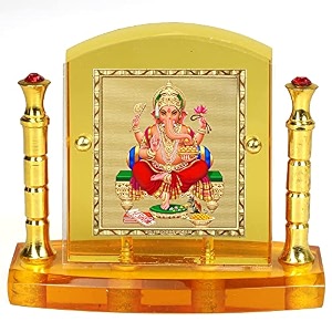eknoor gold plated ganesh ji for home and car dashboard