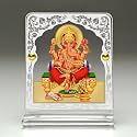 Eknoor 24ct Gold Plated Ganesh Ji Acrylic Crown Car Dashboard Frame