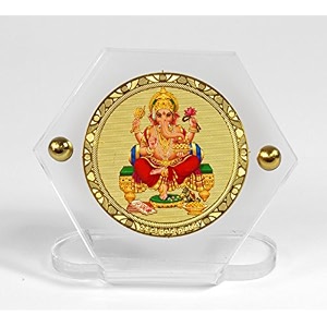 eknoor gold plated ganesh ji for home and car dashboard