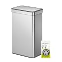 EKO 16 Gal Dual Compartment Motion Sensor Trash Can, Matte Stainless