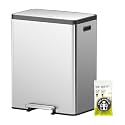 EKO EcoCasa II 36L+24L Dual Trash Can with Recycle Bin, Stainless Steel Garbage Can with Lid, Deodorizer Compartment, Odor-Proof and Fingerprint Resistant