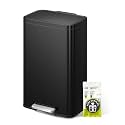 EKO Madison Matte Black Stainless Steel 13.2 Gal/50L Kitchen Step Trash Can or Recycling Bin, Removable Inner Liner, Soft Close Lid, Fingerprint Resistant Finish