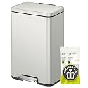 EKO Madison Matte Grey Stainless Steel 13.2 Gal/50L Kitchen Step Trash Can or Recycling Bin, Removable Inner Liner, Soft Close Lid, Fingerprint Resistant Finish