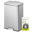 EKO Madison Matte Stainless 50 Liter/13.2 Gallon Step Trash Can w/Inner Liner - Fingerprint Resistant Finish
