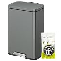EKO Madison Nardo Grey Stainless Steel 13.2 Gal/50L Kitchen Step Trash Can or Recycling Bin, Removable Inner Liner, Soft Close Lid, Fingerprint Resistant Finish