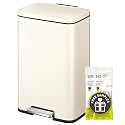EKO Madison Vanilla Stainless Steel 13.2 Gal/50L Kitchen Step Trash Can or Recycling Bin, Removable Inner Liner, Soft Close Lid, Fingerprint Resistant Finish