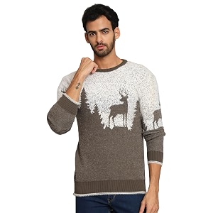 eKools Mens Winterwear Woolen Animal Print Cardigans
