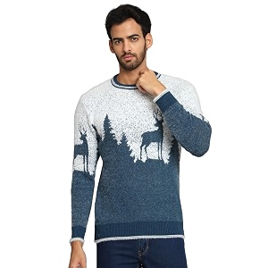 eKools Mens Winterwear Woolen Animal Print Cardigans
