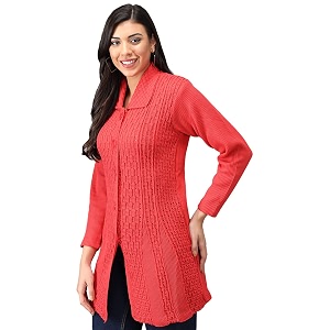 eKools Women Wool Blend Banded Collar Cardigan
