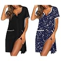 Ekouaer 2 Pack Nightgowns for Women Button