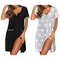 Ekouaer 2 Pack Nightgowns for Women Button