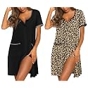 Ekouaer 2 Pack Nightgowns for Women Button