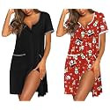 Ekouaer 2 Pack Nightgowns for Women Button