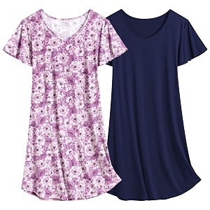 Ekouaer 2 Pack Nightgowns for Women Short