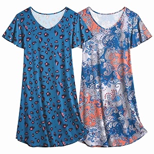 Ekouaer 2 Pack Nightgowns for Women Short