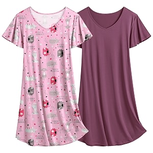 Ekouaer 2 Pack Nightgowns for Women Short