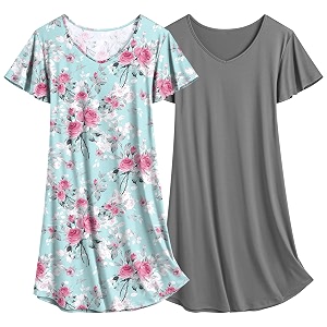 Ekouaer 2 Pack Nightgowns for Women Short
