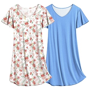 Ekouaer 2 Pack Nightgowns for Women Short