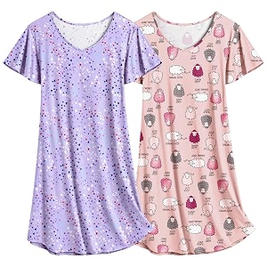 Ekouaer 2 Pack Nightgowns for Women Short