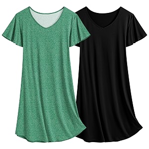 Ekouaer 2 Pack Nightgowns for Women Short