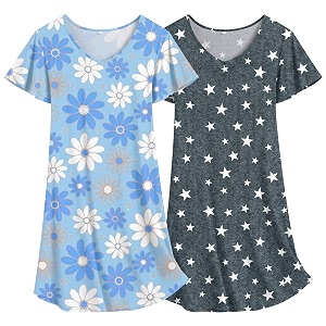 Ekouaer 2 Pack Nightgowns for Women Short