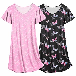 Ekouaer 2 Pack Nightgowns for Women Short