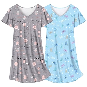 Ekouaer 2 Pack Nightgowns for Women Short