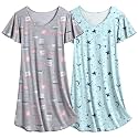 Ekouaer 2 Pack Nightgowns for Women Short