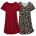 Ekouaer 2 Pack Nightgowns for Women Short