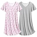 Ekouaer 2 Pack Nightgowns for Women Short