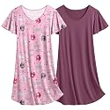 Ekouaer 2 Pack Nightgowns for Women Short