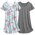 Ekouaer 2 Pack Nightgowns for Women Short