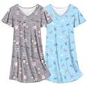 Ekouaer 2 Pack Nightgowns for Women Short