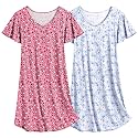 Ekouaer 2 Pack Nightgowns for Women Short