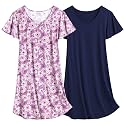 Ekouaer 2 Pack Nightgowns for Women Short