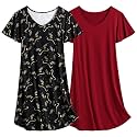 Ekouaer 2 Pack Nightgowns for Women Short