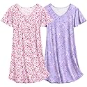 Ekouaer 2 Pack Nightgowns for Women Short