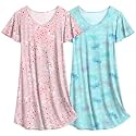 Ekouaer 2 Pack Nightgowns for Women Short