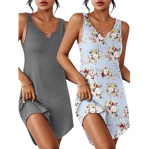 Ekouaer 2 Pack Nightgowns for Women Sleeveless