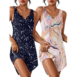 Ekouaer 2 Pack Nightgowns for Women Sleeveless