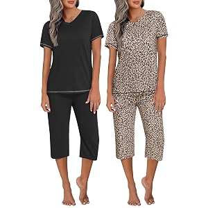 Ekouaer 2 Pack Womens Capri Pajama Sets