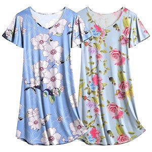 Ekouaer 2 Pack Nightgowns for Women Short