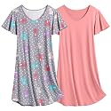 Ekouaer 2 Pack Nightgowns for Women Short
