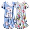 Ekouaer 2 Pack Nightgowns for Women Short