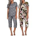 Ekouaer 2 Pack Women39s Capri Pajama Sets