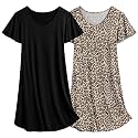 Ekouaer 2 Pack Nightgowns for Women Short